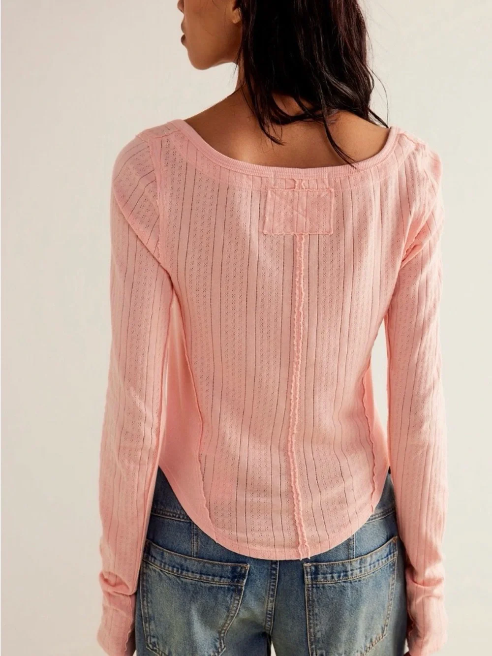 Free People Eyes On You Pointelle Long Sleeve. NWT. Rose blush.